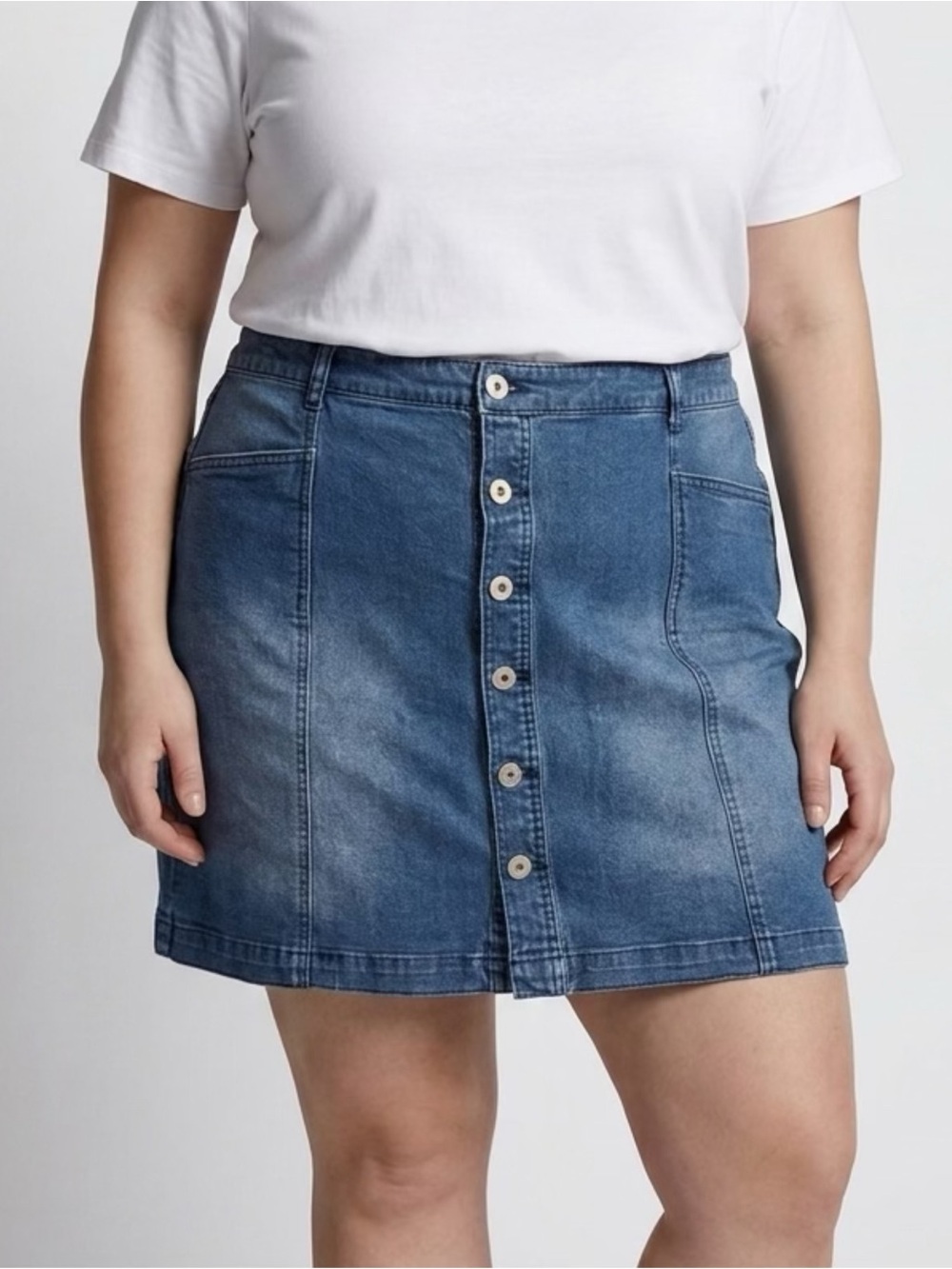 Style & Co. Button Front Denim Skirt